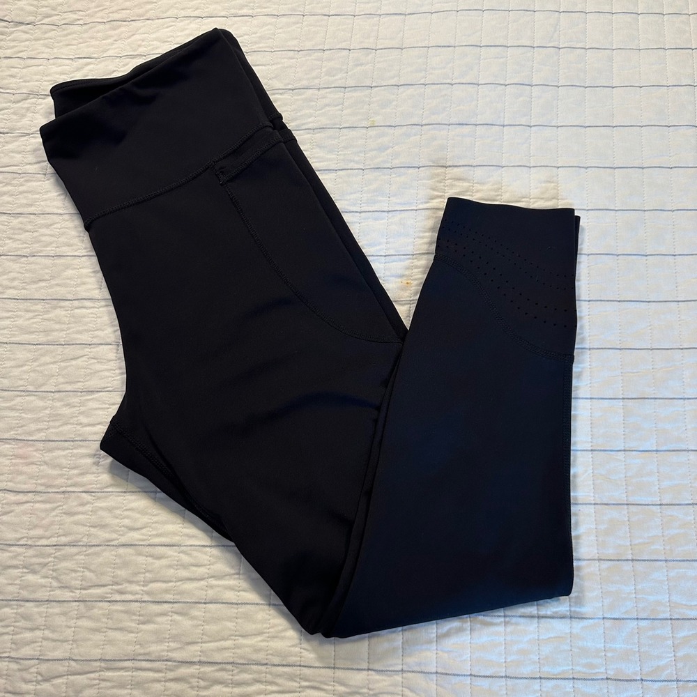 JoyLab Womens Black High Waisted‎ Leggings with Pockets Laser Cut Hem Large